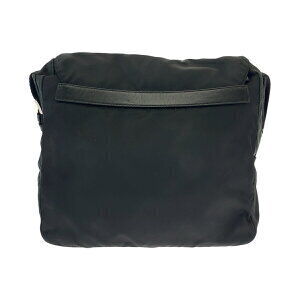 Prada nylon bag logo shoulder black plate triangular Tessuto